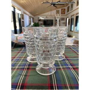 Whitehall Clear by Colony Tea Water Clear Footed‎ Tumblers Glasses Set of 3